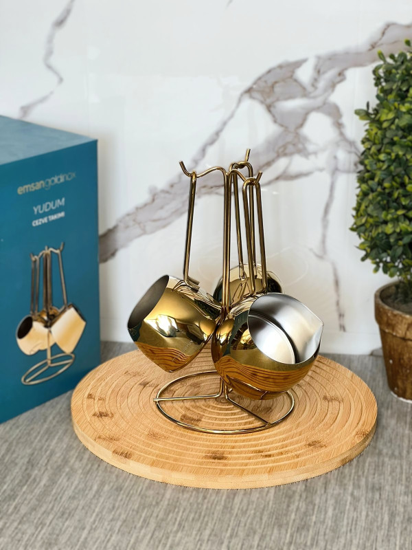 Série de 3 Pots Zazwa en Inox avec Support