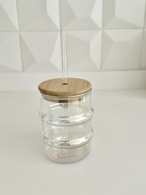 Tasse bambou leaf avec couvercle et paille