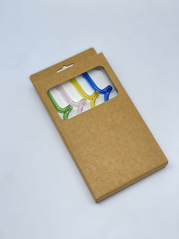 Pack 4 pailles torsadée coloris avec brosse