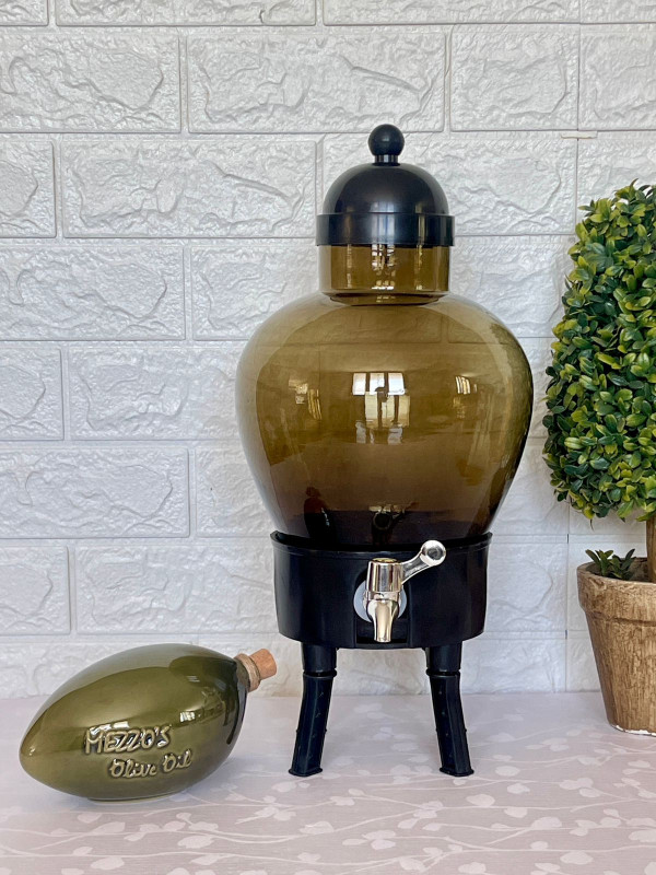Jarre en verre pour huile d'olive avec robinet 4.5L