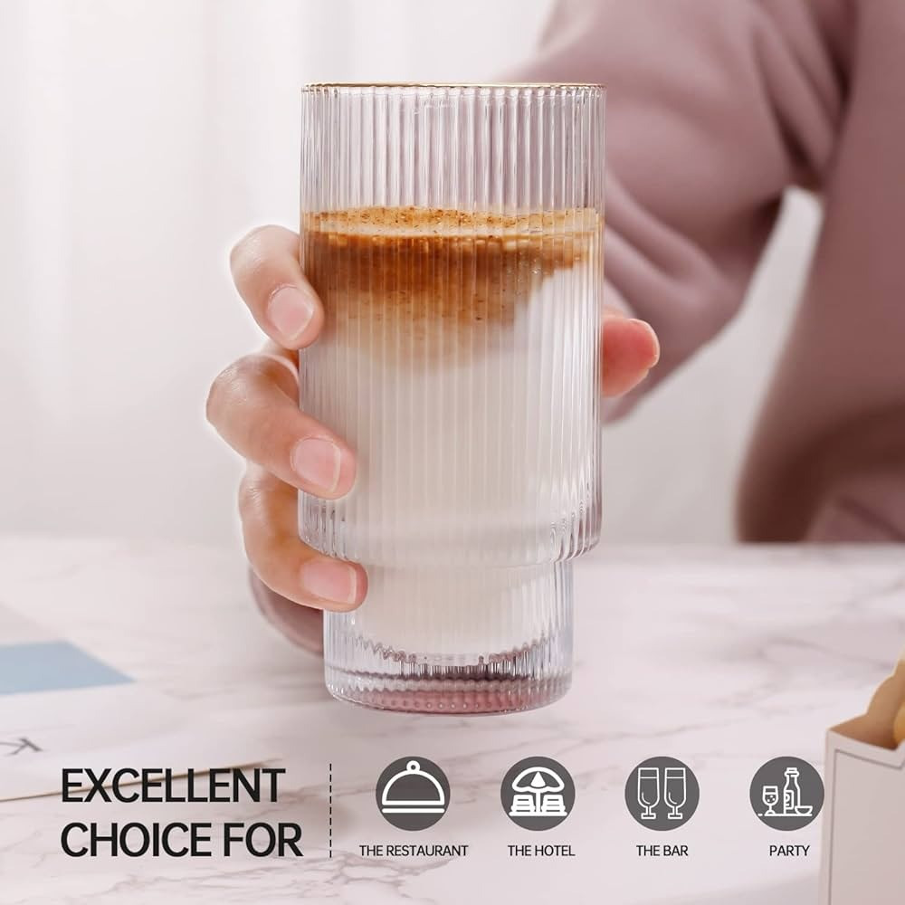 Tasse à café en verre à rayures verticales 400ml