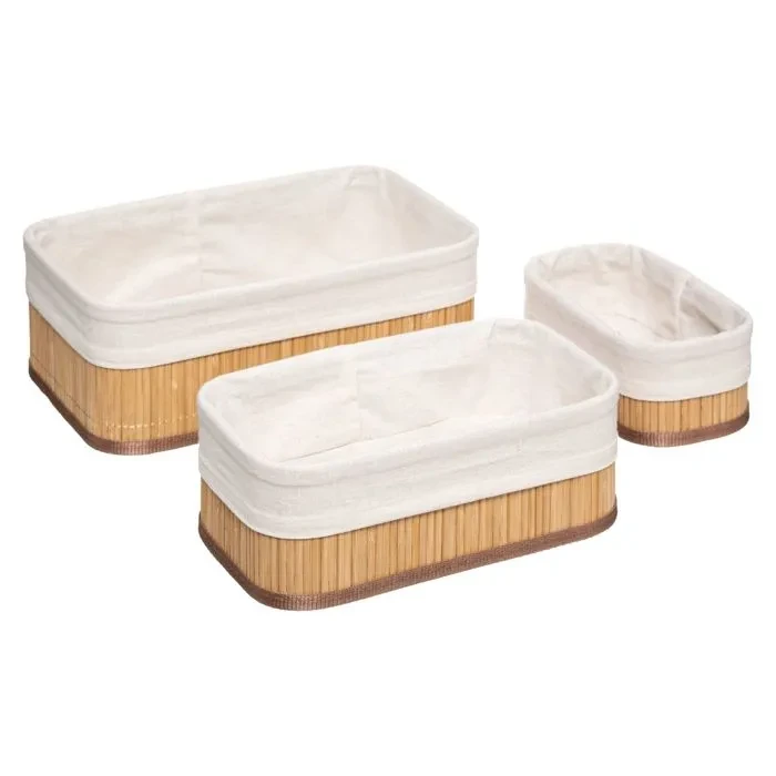 Ensemble de 3 panier (forme rectangulaire)en bambou