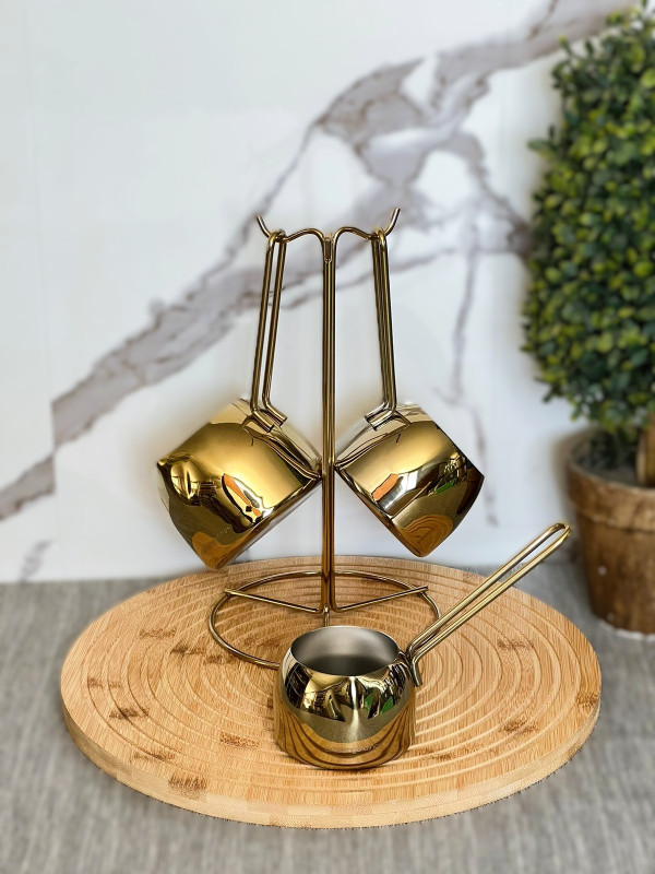 Série de 3 Pots Zazwa en Inox avec Support