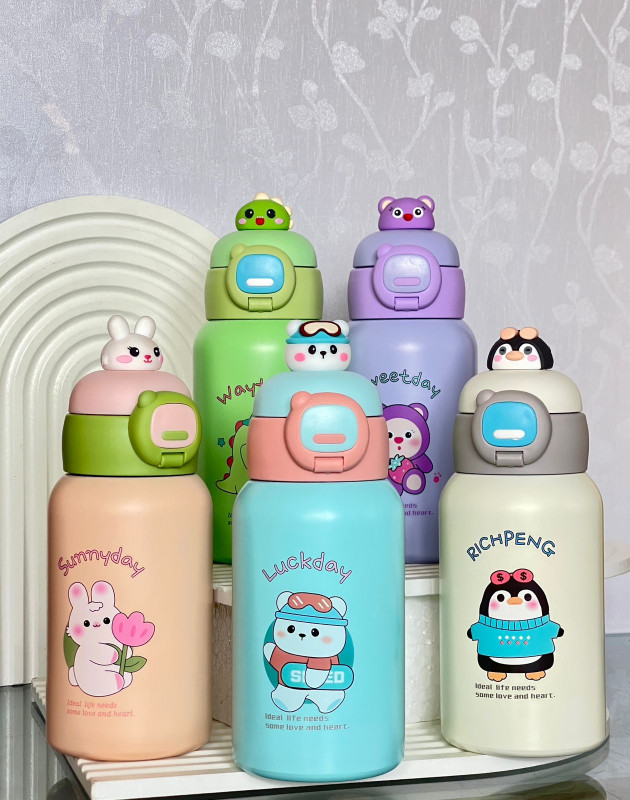 Bouteille isotherme en acier inoxydable à double paroi avec motif dessin animé 500ML
