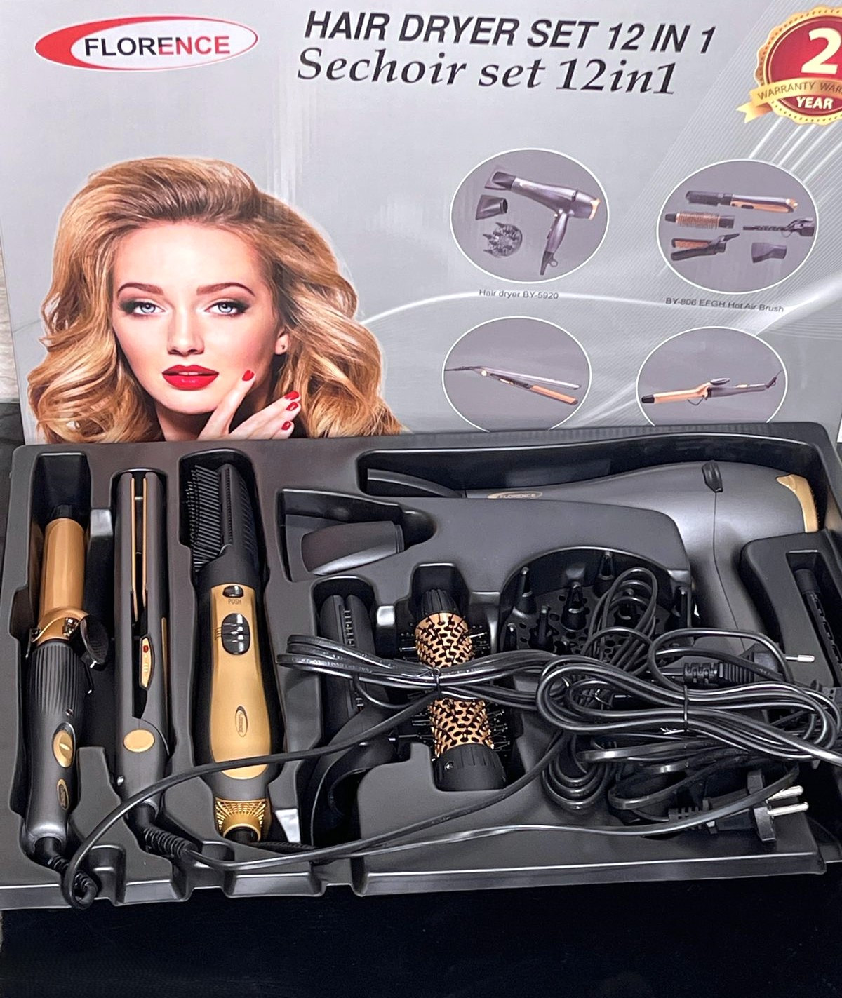 Coffret Cheveux 12EN1 FLORENCE AG5920-S12 2200W - Noir
