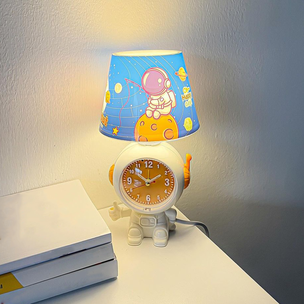 Lampe de bureau astronaute avec réveil pour enfants