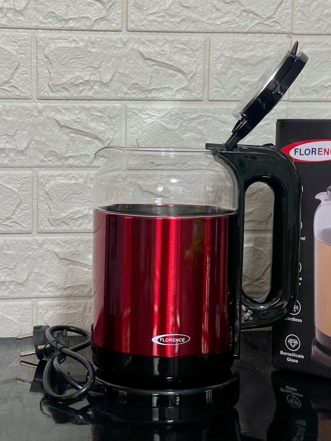 Bouilloire Sans Fil FLORENCE HK-372 2 Litres - Rouge