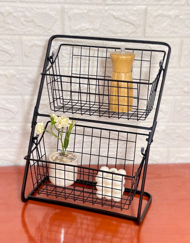 étagère de rangement en métal 2 niveaux