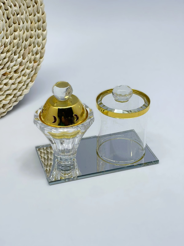 Ensemble de brûleur d'encens, Mini mabkhara avec boite de rangement de bokhour