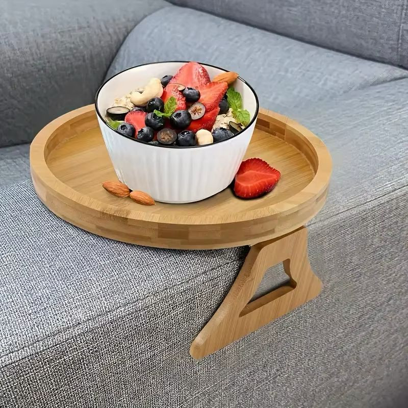 Plateau à clipser pour accoudoir de canapé en bambou