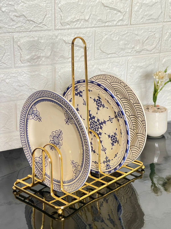 Support de rangement assiette en doré