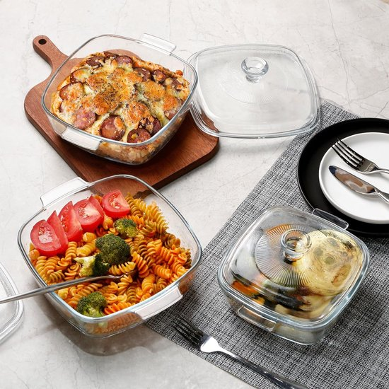 Lot de 2 plats carrés 22+28 cm - Pasabahce - Transparent - Verre
