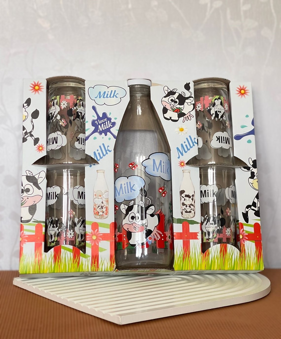 Service à lait "MILKY COW" en verre 5pcs