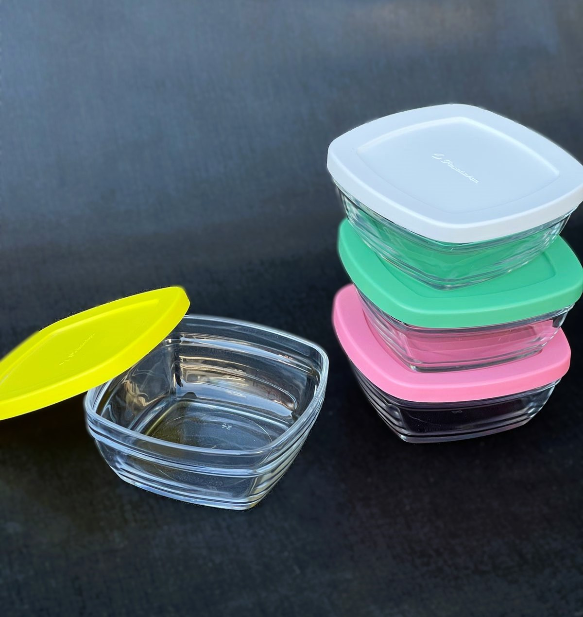 Lot de 4 boites de conservation en verre