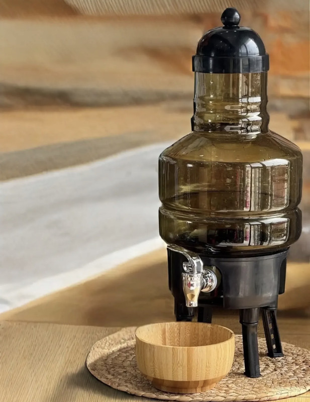 Jarre en verre pour huile d'olive avec robinet 4L