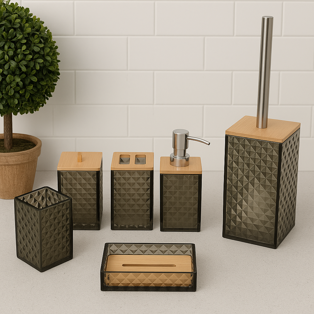Ensemble d'accessoires de salle de bain cristal 6 pièces