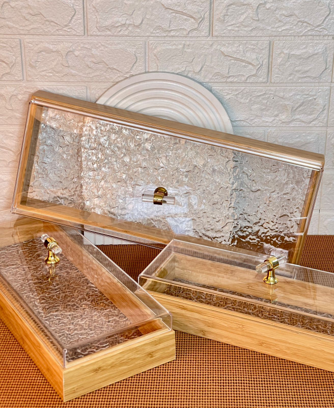 Porte gâteaux en bois couvercle plexi