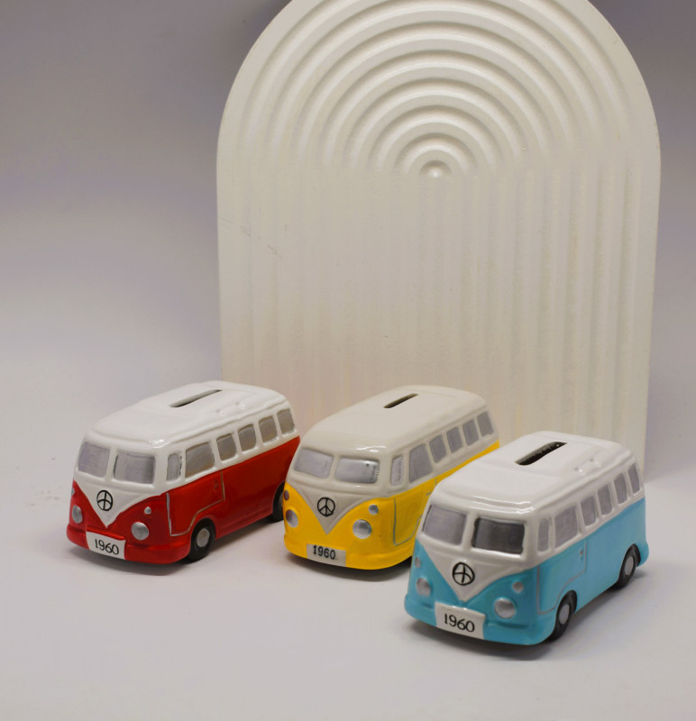 Tirelire en céramique forme mini bus