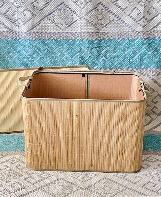 Panier à linge en bambou avec couvercle